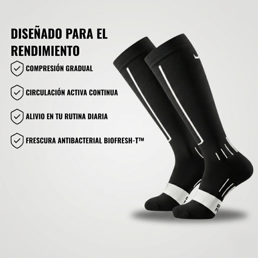 Calcetín de Compresión Gradual Hard Day BIOFRESH-T™ - Costura Reducida