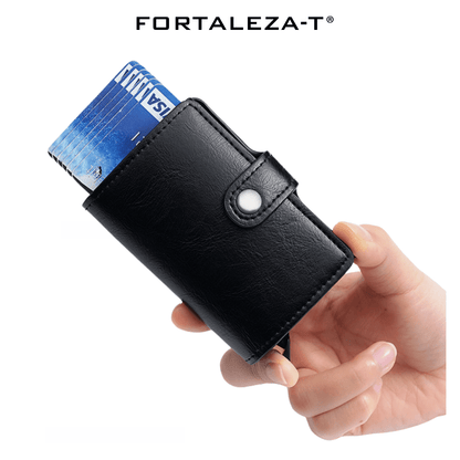 Tarjetero/Billetera anticlonación - compacta - desplegable - lisa con broche